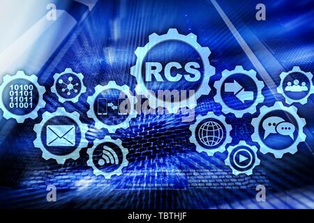 RCS. Rich Communication Services. ommunication Protocol. Technology concept. Stock Photo