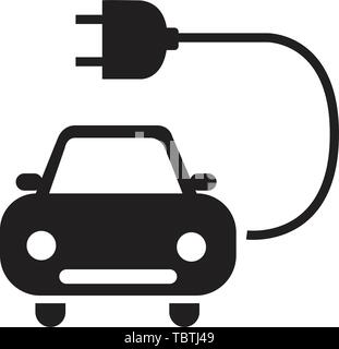 Electric car icon silhouette black isolated on white Stock Vector