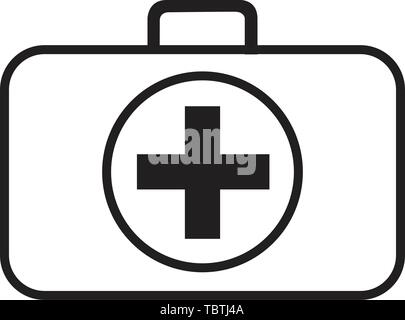 First aid kit icon line vector isolated on white Stock Vector