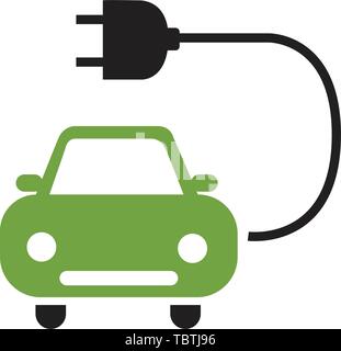 Electric car icon flat style isolated on white Stock Vector