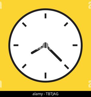 Clock icon flat time watch vector isolated on white Stock Vector