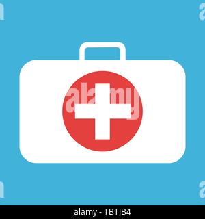 First aid kit icon medical bag vector isolated on white Stock Vector