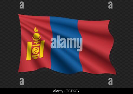 3D Waving Flag of Mongolia. Vector illustration Stock Vector