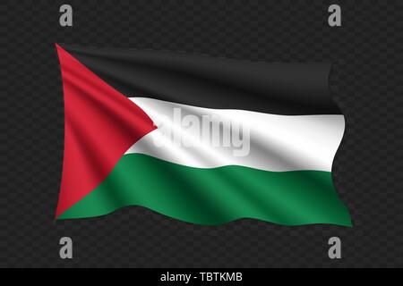 3D Waving Flag of Palestine. Vector illustration Stock Vector