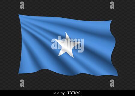 3D Waving Flag of Somalia. Vector illustration Stock Vector