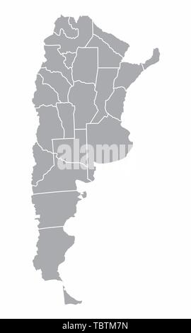A gray map of Argentina divided into provinces Stock Vector