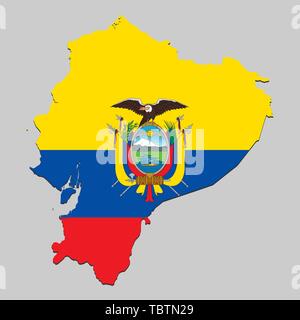 Map of Ecuador with national flag. Vector Illustration Stock Vector