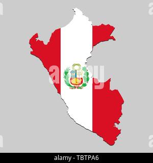 Map of Peru with national flag. Vector Illustration Stock Vector