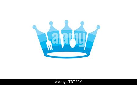 King Crown Blue Food Logo Vector Symbol Design Illustration Stock Vector