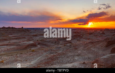 Sunset in Urhe ghost city, Xinjiang Stock Photo