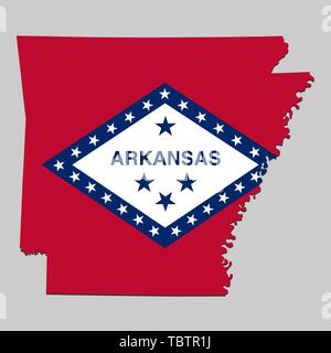 Map of Arkansas is a state USA with flag. Vector Illustration Stock Vector