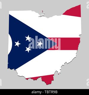 Ohio Map on American Flag. OH, USA State Map on US Flag. EPS Vector ...