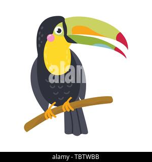 Vector cute African animal. Toucan. Funny character for kids. Stock Vector
