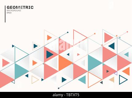 Abstract background template with colorful triangles and arrows for business and communication in flat style. Geometric pattern minimal design. Vector Stock Vector