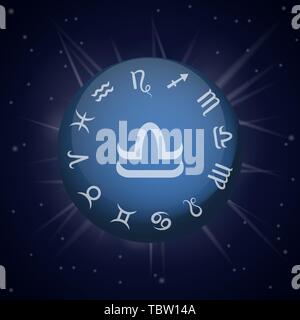 Libra zodiac sign. Astrological horoscope. Vector illustration banner. Outer space background. Elements of Air. Stock Vector
