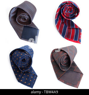Neck ties collage isolated on white background Stock Photo
