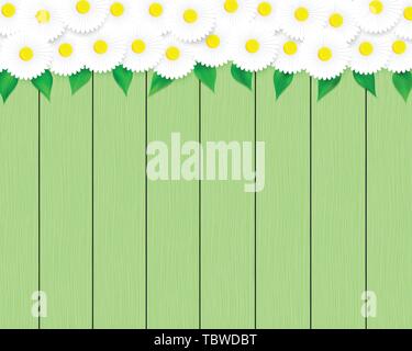 Floral green wood planks. Stock Vector