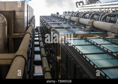 The Lloyds of London building in the financial district of The City of London featuring modern, contemporary architecture. Stock Photo