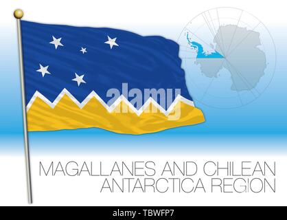 Chilean antarctic territory regional flag, Chile, vector illustration Stock Vector