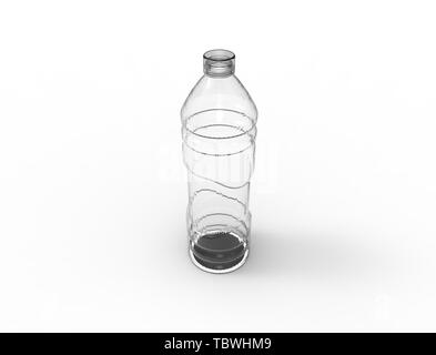 3D rendering of plastic bottles isolated in white studio background. Stock Photo
