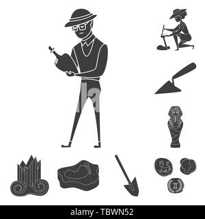 archaeologist,tool,sarcophagus,architecture,rock,shovel,coins,human,girl,trowel,pharaoh,old,imprint,antique,amphora,ground,dig,Egyptian,ancient,track,pick,seeker,pit,repair,tomb,construction,afterlife,equipment,museum,attributes,archaeology,historical,research,excavation,discovery,working,story,items,set,vector,icon,illustration,isolated,collection,design,element,graphic,sign,black,simple Vector Vectors , Stock Vector