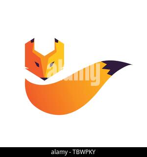 Fox head and tail logo. Vector illustration Stock Vector