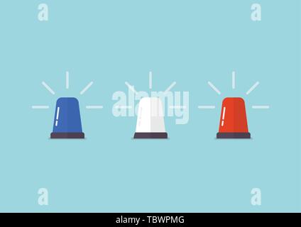 Three color police flasher siren. Vector illustration Stock Vector