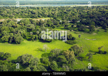 Africa, Zimbabwe, animals, nature pristine, Zambezi river, panorama, night view, starry sky, bonfire, burning clouds, aerial photography, mana photography, forest, sunset, silhouette, adventure, adventure Stock Photo