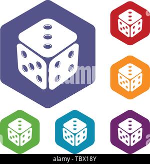 Cube casino icons vector hexahedron Stock Vector