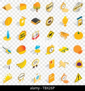 Summer icons set, isometric style Stock Vector