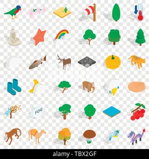 Forest icons set, isometric style Stock Vector