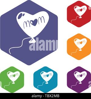 Mother holiday icons vector hexahedron Stock Vector
