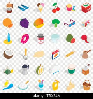 Tea time icons set, isometric style Stock Vector