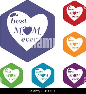 Best mother icons vector hexahedron Stock Vector