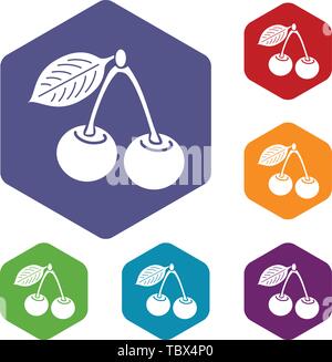 Cherry icons vector hexahedron Stock Vector