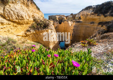 Beautiful coast in Albufeira, Praia do Castelo, Algarve, Portugal Stock Photo