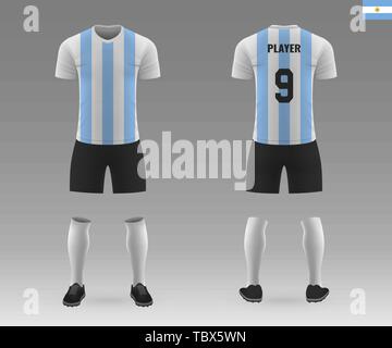 Set of soccer jersey or football kit template for Argentina