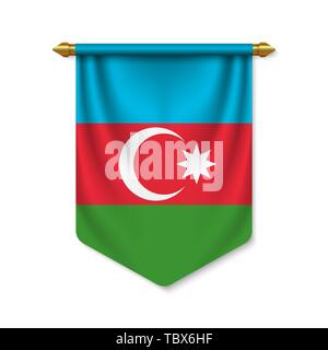 3d realistic pennant with flag - 3d Realistic Pennant With Flag Of Azerbaijan Vector Illustration Tbx6hf 