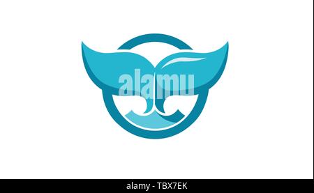 Blue Whale Tail Circle Logo Symbol Design Illustration Stock Vector