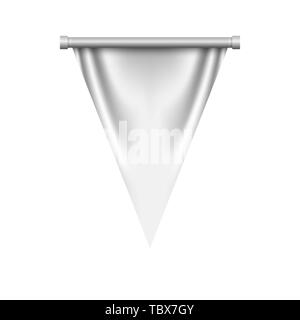 Empty 3D Pennant template. Blank flag. Realistic vector illustration Stock Vector