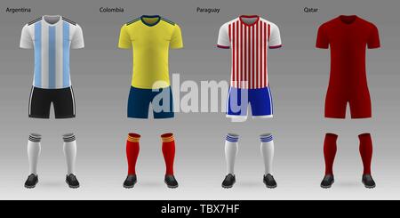 Set Of Soccer Jersey Or Football Kit Template Design For Brazil