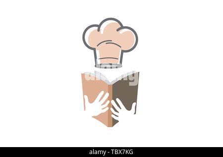 Hat Chef Book Learning Logo Design Illustration Stock Vector