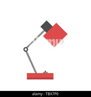 Red Desk table lamp icon sign. Vector illustration Stock Vector