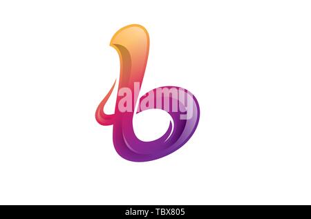 Gradient Purple Pink Red B Letter Logo Design Illustration Stock Vector