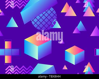 Memphis seamless pattern. Geometric elements memphis in the style of 80's. Background for promotional materials, postcards, banner and wrapping paper. Stock Vector