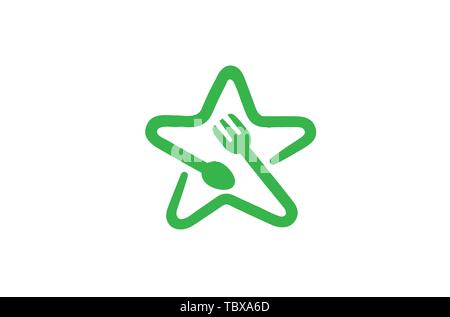 Food Star Spoon Logo Design Illustration Stock Vector