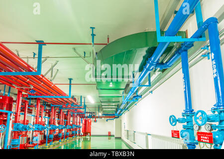 Fire pressurized pump room Stock Photo