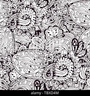 Cartoon vector doodles hand drawn seamless pattern Stock Vector