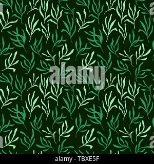 Estragon or tarragon seamless pattern therapeutic green leaf branch. Isolated rosemary vector illustration. Stock Vector