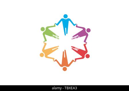 Colorful Abstract People Logo Vector Symbol Design Illustration Stock Vector